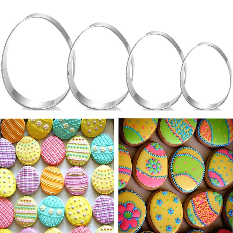 SOSOHOME Easter Egg Cookie Cutter Set - 4 Piece - 4", 3 3/8", 2 1/2", 2" - Egg Shaped Cookie Cutters, Stainless Steel Biscuit Pastry Cutters - Image 4